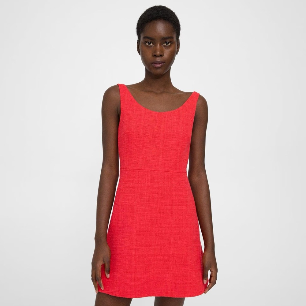 Theory Ballerina Neckline Mini Dress in Cotton Tweed - Grenadine Sz 2